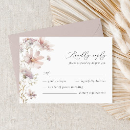 Cartão de RSVP de Casamento Floral Boho Blush Wild