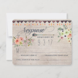 Cartão de RSVP de casamento floral Boho Chic