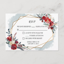Cartão de RSVP de casamento floral boho geométrico