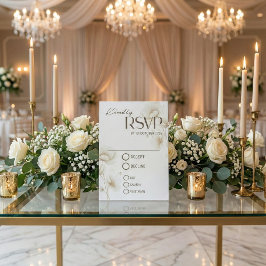 Cartão de RSVP de casamento floral branco elegante