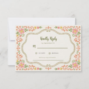 Cartão de RSVP de casamento floral colorido modern