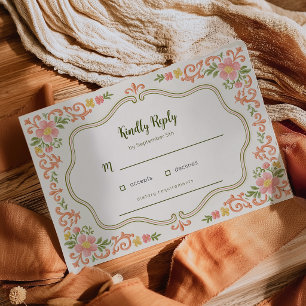Cartão de RSVP de casamento floral colorido modern