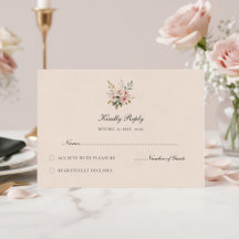 Cartão de RSVP de casamento floral dourado rosa el