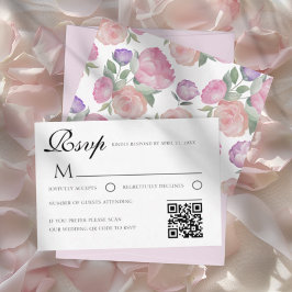 Cartão de RSVP de casamento floral em aquarela com