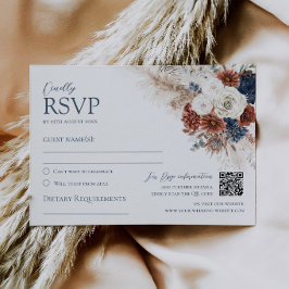 Cartão de RSVP de casamento floral em terracota rú
