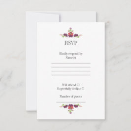 Cartão de RSVP de Casamento Floral Folclórico Pers