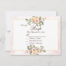 Cartão de RSVP de casamento floral rosa elegante