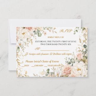 Cartão de RSVP de casamento floral rosa luxuoso