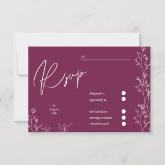 Cartão de RSVP de casamento floral roxo Pansy mode