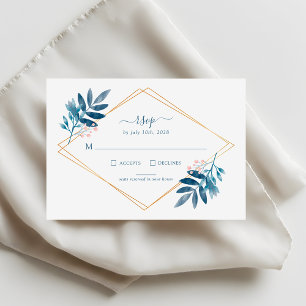 Cartão de RSVP de casamento Geometric Dusty Blue G