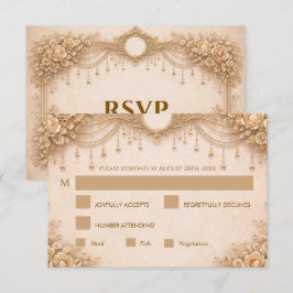 Cartão de RSVP de casamento gótico de marfim elega