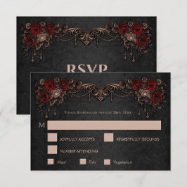 Cartão de RSVP de casamento gótico floral elegante