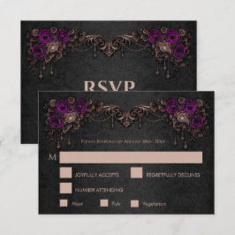 Cartão de RSVP de casamento gótico floral elegante