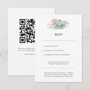 Cartão de RSVP de Casamento Híbrido com Suculentas