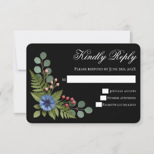 Cartão de RSVP de Casamento Jardim de Flor Silvest