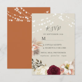Cartão de RSVP de Casamento Laranja Rústico