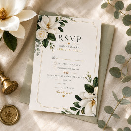 Cartão de RSVP de Casamento Magnolia Southern Char