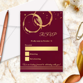 Cartão de RSVP de Casamento Marsala Mancha de Vinh