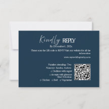 Cartão de RSVP de Casamento Minimalista Azul-Marin
