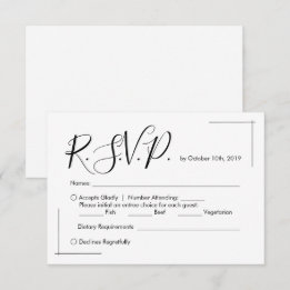 Cartão de RSVP de Casamento Minimalista com Bordas