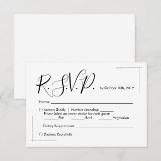 Cartão de RSVP de Casamento Minimalista com Bordas