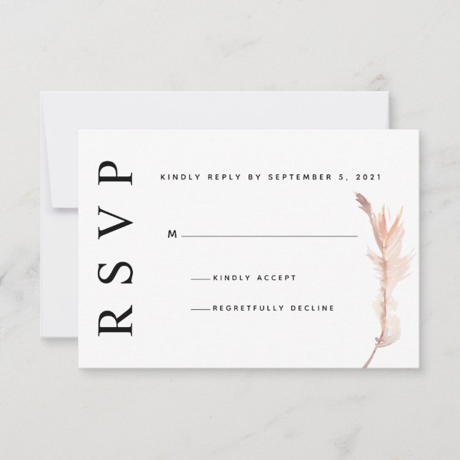 Cartão de RSVP de Casamento Minimalista com Grama  (Frente)