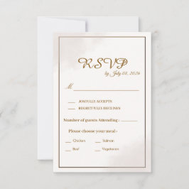 Cartão de RSVP de Casamento Minimalista Dourado