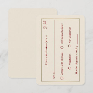 Cartão de RSVP de Casamento Minimalista Elegante