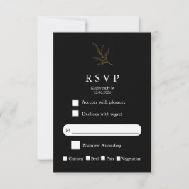 Cartão de RSVP de Casamento Minimalista Elegante M