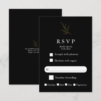 Cartão de RSVP de Casamento Minimalista Elegante M