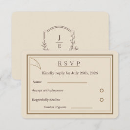Cartão de RSVP de Casamento Minimalista Marfim | C