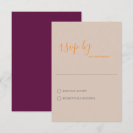Cartão de RSVP de Casamento Minimalista Moderno