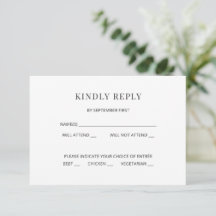 Cartão de RSVP de Casamento Minimalista Moderno
