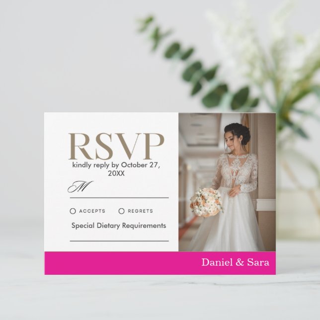 Cartão de RSVP de Casamento Minimalista Moderno co (Em pé/Frente)