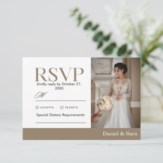 Cartão de RSVP de Casamento Minimalista Moderno co (Em pé/Frente)