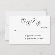 Cartão de RSVP de Casamento Minimalista | Preto e