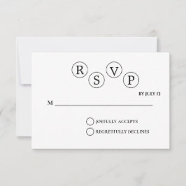 Cartão de RSVP de Casamento Minimalista | Preto e 