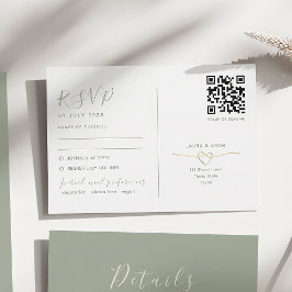 Cartão de RSVP de Casamento Minimalista Sage com C