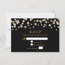 Cartão de RSVP de casamento moderno com brilho pre