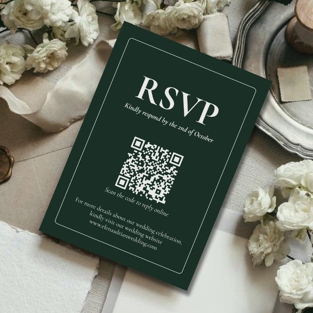 Cartão de RSVP de casamento moderno e sombrio com  (Criador carregado)