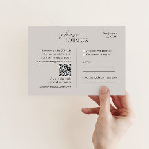 Cartão de RSVP de casamento moderno em taupe com c