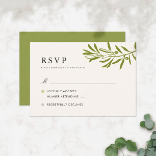 Cartão de RSVP de casamento Olive Branch   Marfim