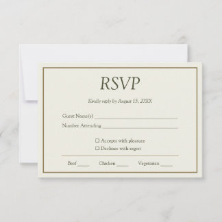 Cartão de RSVP de Casamento Palma de Marfim e Dour