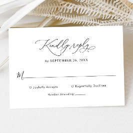 Cartão de RSVP de casamento preto e branco de rote