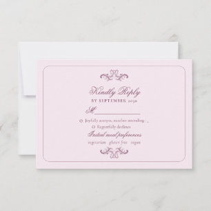 Cartão de RSVP de Casamento Rosa Clássico