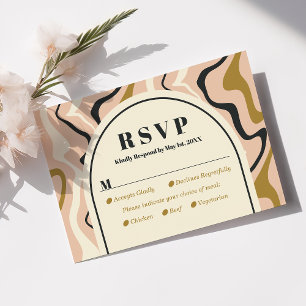 Cartão de RSVP de Casamento Rosa Preto Dourado com
