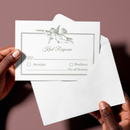 Cartão de RSVP de Casamento Sage Gray Toile de Jou