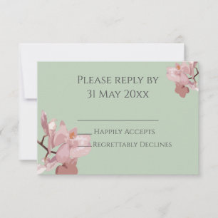 Cartão de RSVP de casamento Sage Green e Orquídea