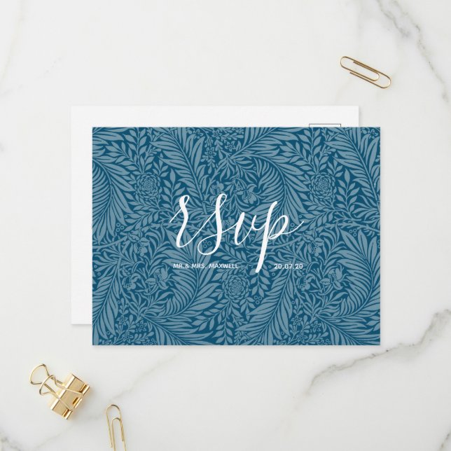Cartão de RSVP de casamento | Sea Vibes Script (Frente/Verso In Situ)