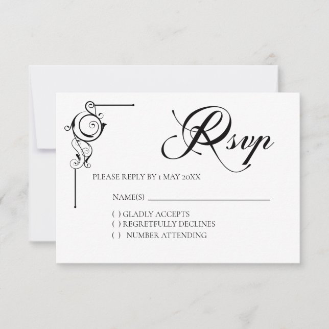 Cartão de RSVP de casamento simples (Frente)